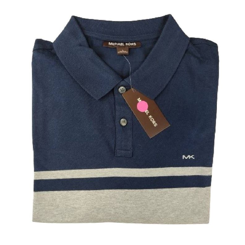 Polera MK Azul Marino/gris Con Cuello Talla L-2