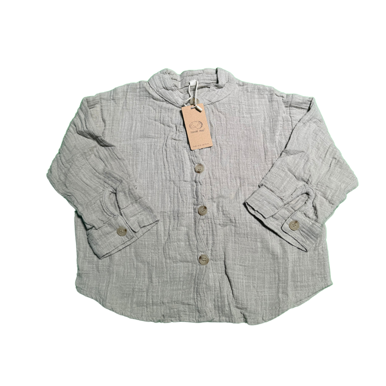 Camisas Retro de algodón y lino para niños 100 cm Gris-0