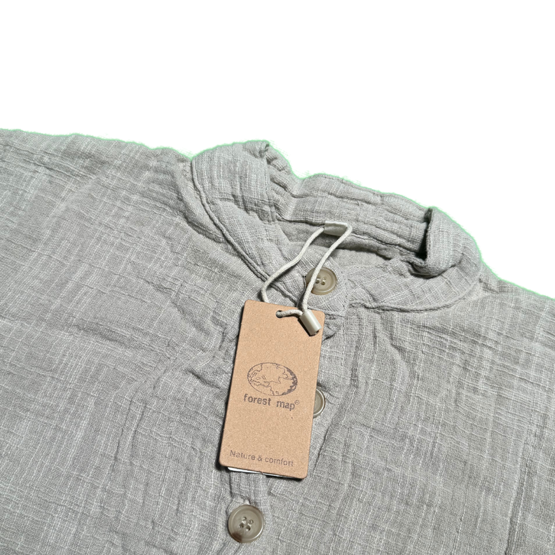 Camisas Retro de algodón y lino para niños 100 cm Gris-1
