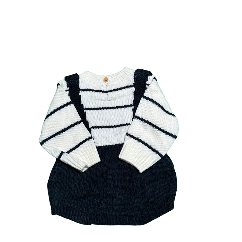 Bebé Body de color azúl combinado con patrón de rayas 66 cm-1