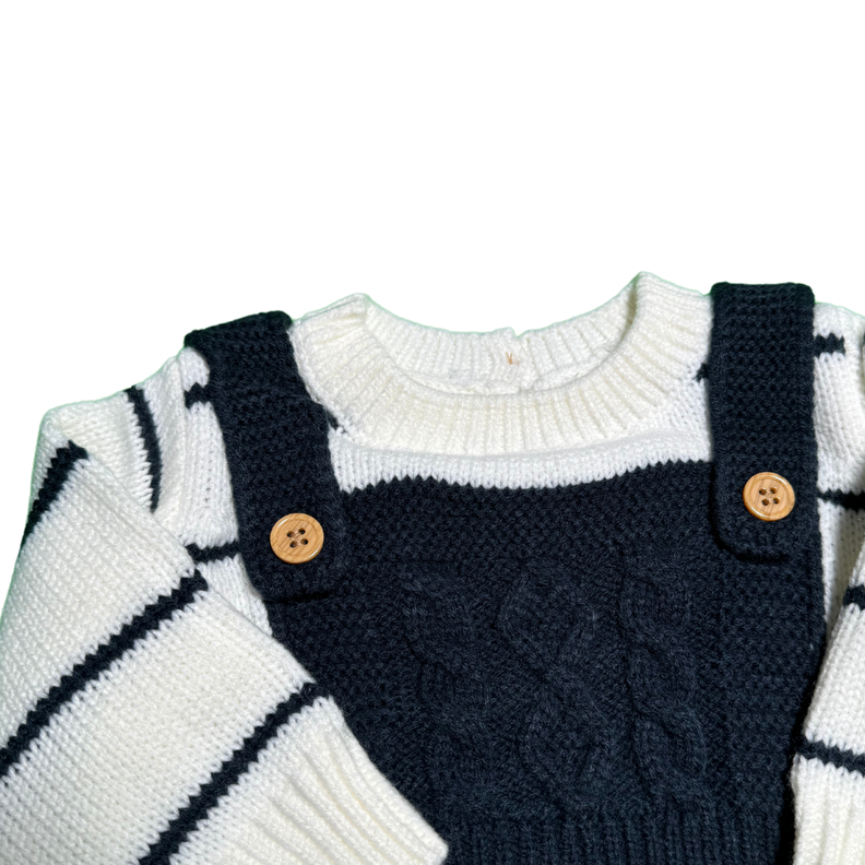 Bebé Body de color azúl combinado con patrón de rayas 66 cm-2