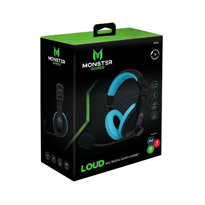 Audifonos Gamer Monster Games Loud Azul Jack 35mm-2