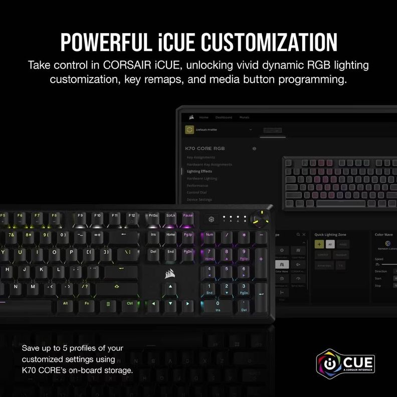 Teclado Gamer Mecánico Corsair K70 CORE RGB Negro-2