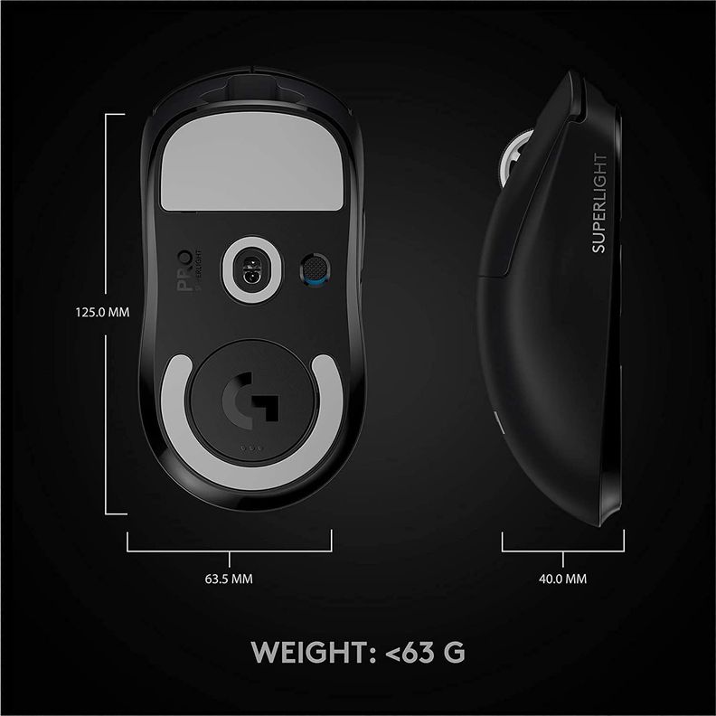 Mouse Gamer Logitech PRO X Superlight Wireless Hero25k Negro-7
