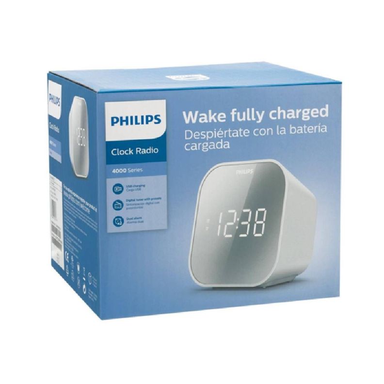 Radio Reloj Philips TAR4406 FM/USB Bivolt Blanco-2