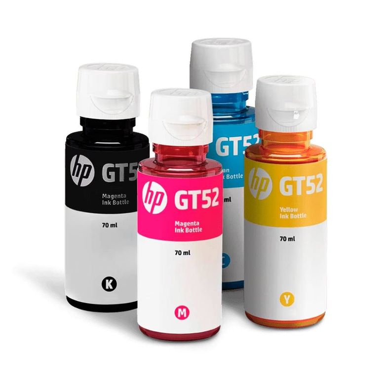 Pack de 4 Botellas de Tintas HP GT53/GT52-0