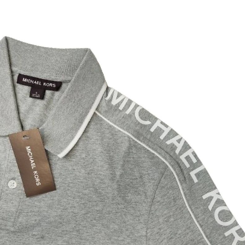 Polera MK Gris Con Cuello Linea Blanca Talla S-3
