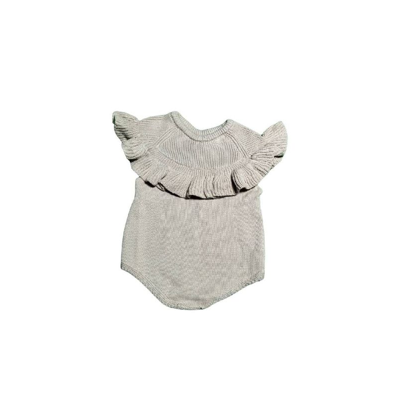 Body de algodón para bebé tejido a mano 80 cm Beige-1