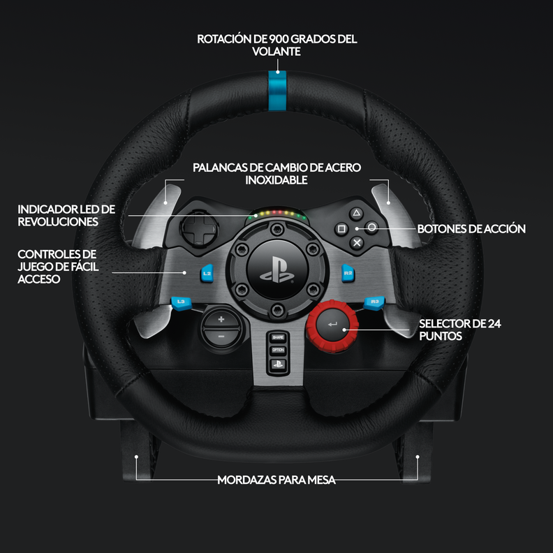 Volante Gamer c/ Pedales Logitech Force racing G29 PS3 PS4.-1