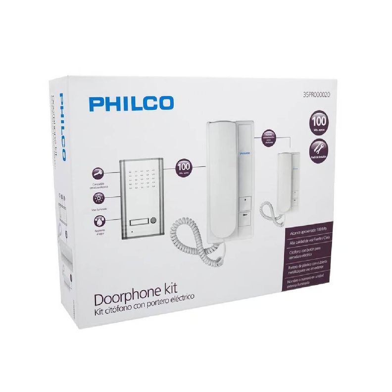 Kit Portero Philco 2 Citófonos Pr-20 Blanco-1