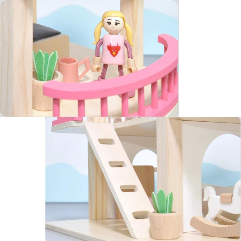 Casa Nórdica De Muñeca De Madera-7