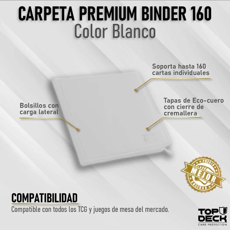 Carpeta Eco Cuero 4 Bolsillos 160 Cartas Blanca-1