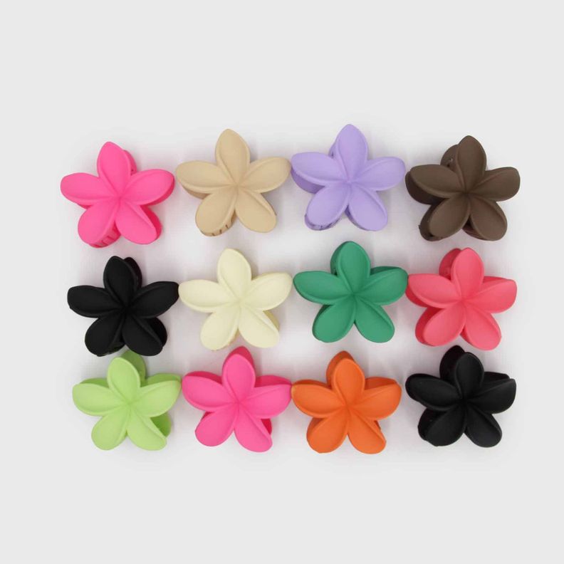 Pinzas Clips Para Cabello Flor Hawaiana Multicolor Pack 12pcs-0