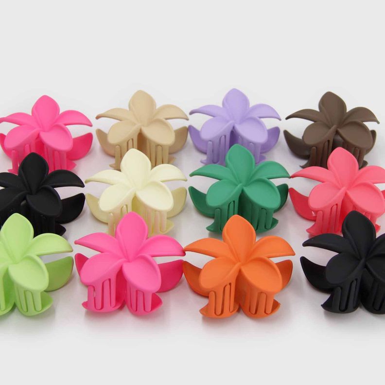 Pinzas Clips Para Cabello Flor Hawaiana Multicolor Pack 12pcs-1