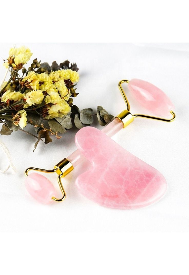 Belleza - Skin care jade y guasha rosa  - Rodillo para el cuidado facial - Derma-1