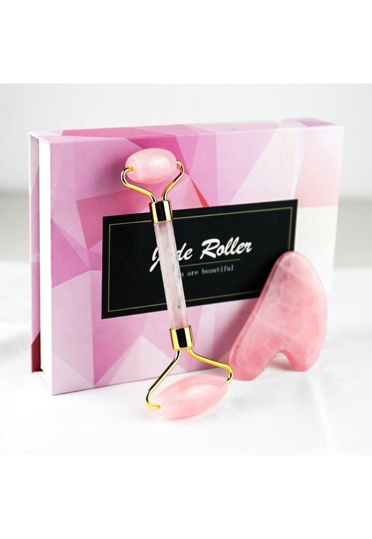Belleza - Skin care jade y guasha rosa  - Rodillo para el cuidado facial - Derma-3