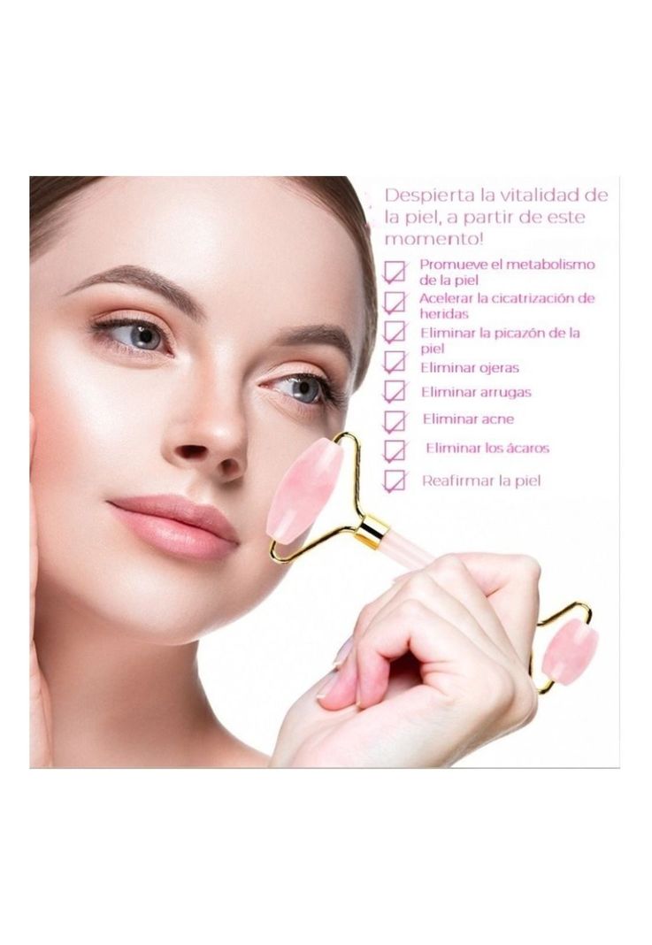 Belleza - Skin care jade y guasha rosa  - Rodillo para el cuidado facial - Derma-4
