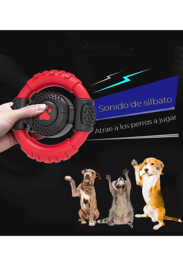 Volante juguete interactivo para perro con silbato-2