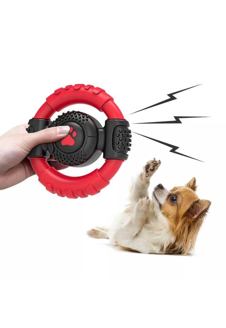 Volante juguete interactivo para perro con silbato-4
