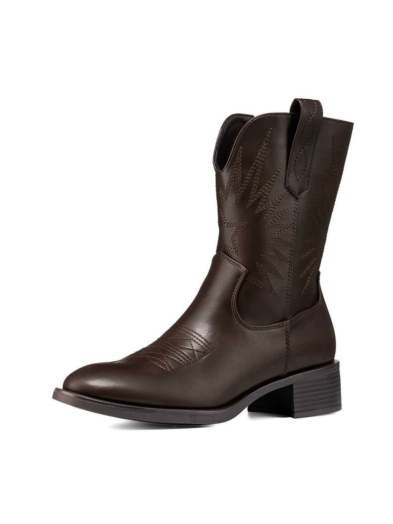 Bota Taco Mujer Casual PU Weide DH92 Cafe CL 35