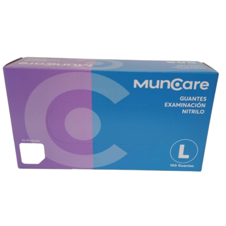 Guantes Descartables Antideslizantes Muncare Examinación Talle L De Nitrilo X 100 Unidades-0