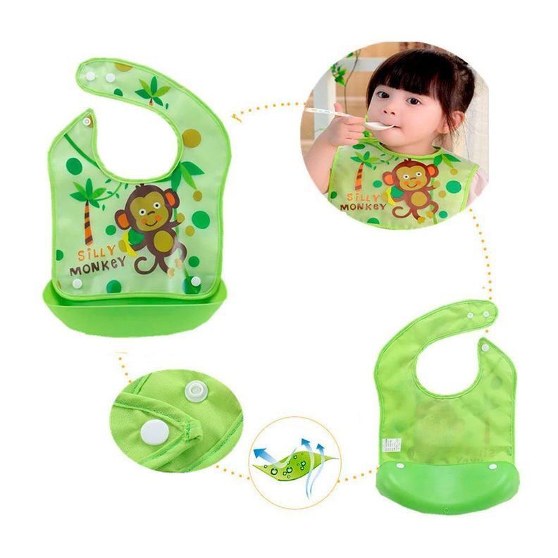 Babero Estereo Impermeable Y Desmontable De Silicona Bebe-2