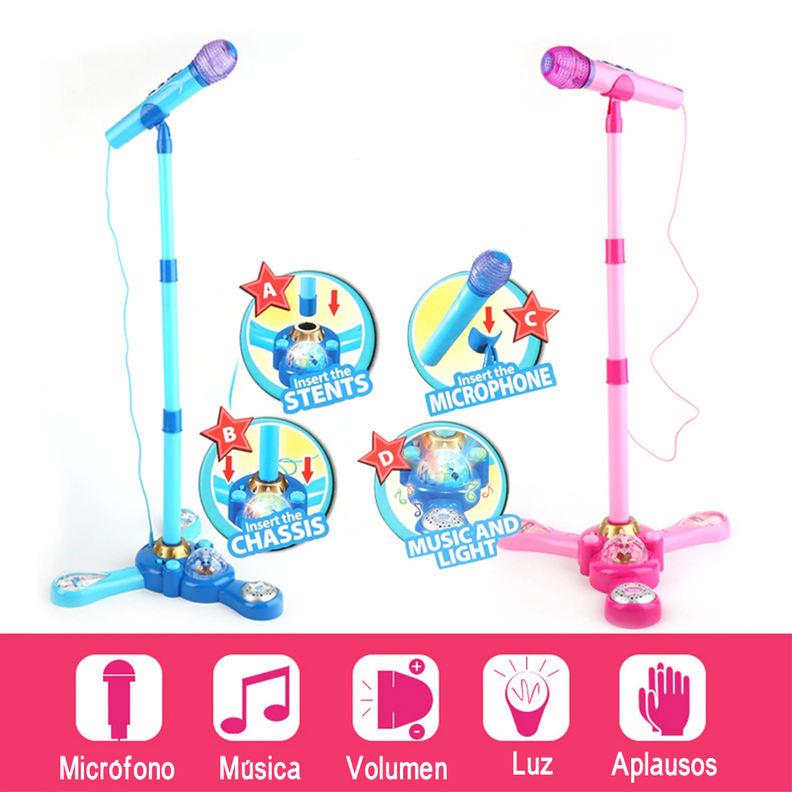 Microfono Pedestal Juguete Mp3 Luces Infantil Juguete Niños-5