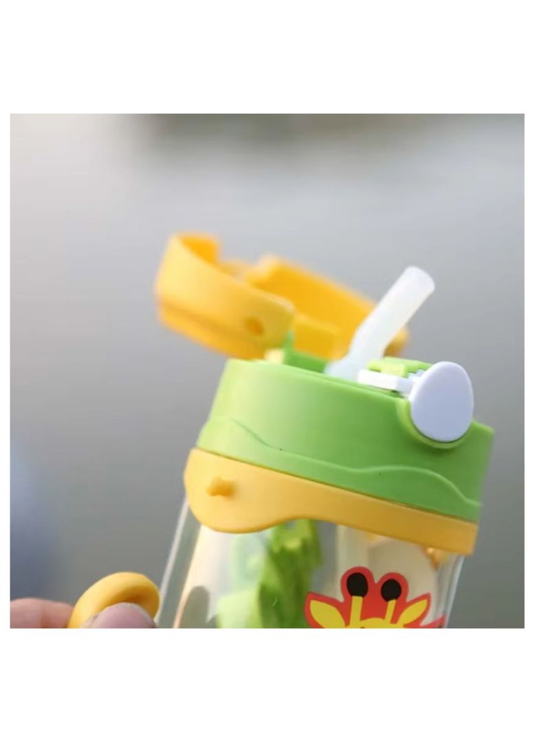 Botella Con Bombilla Para Agua Antiderrame Con Correa Niños-2