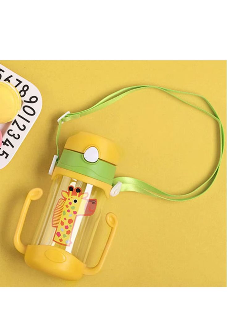 Botella Con Bombilla Para Agua Antiderrame Con Correa Niños-3