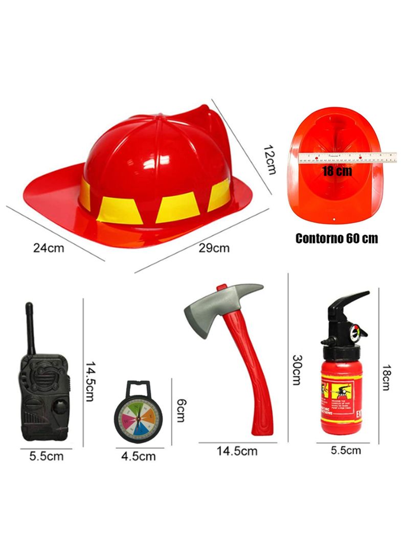 Set Bombero Casco Herramientas Juguete Bombero Para Niños -1