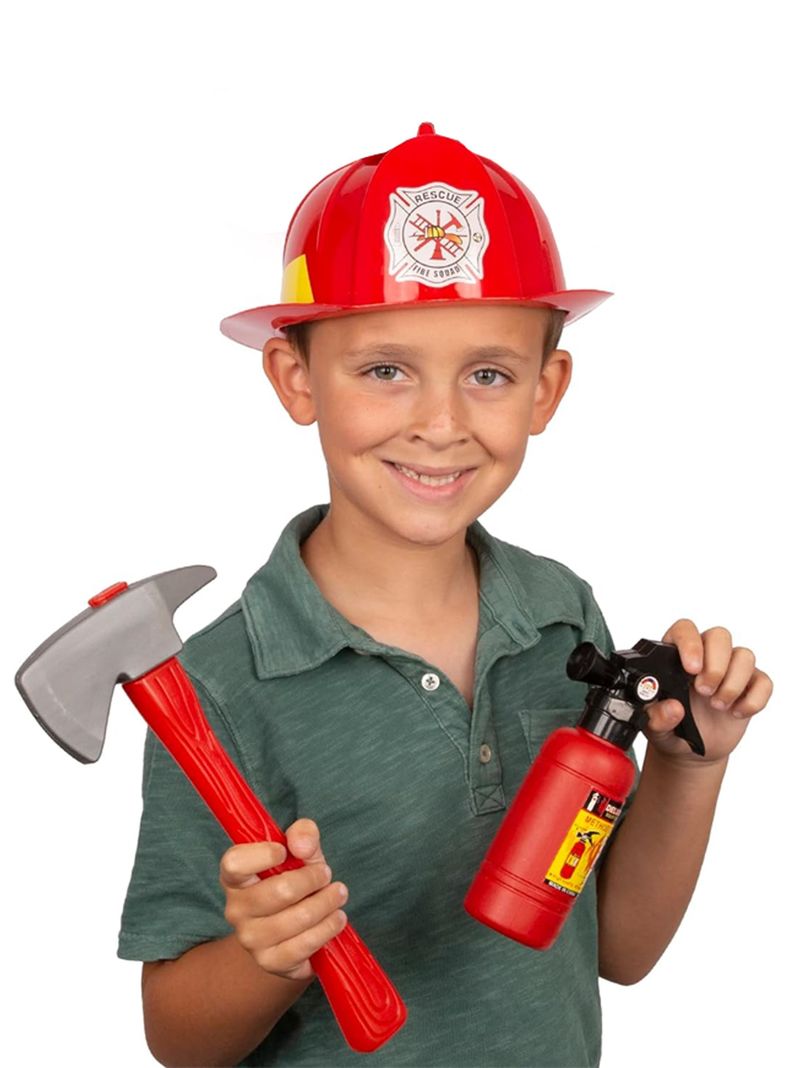 Set Bombero Casco Herramientas Juguete Bombero Para Niños -3