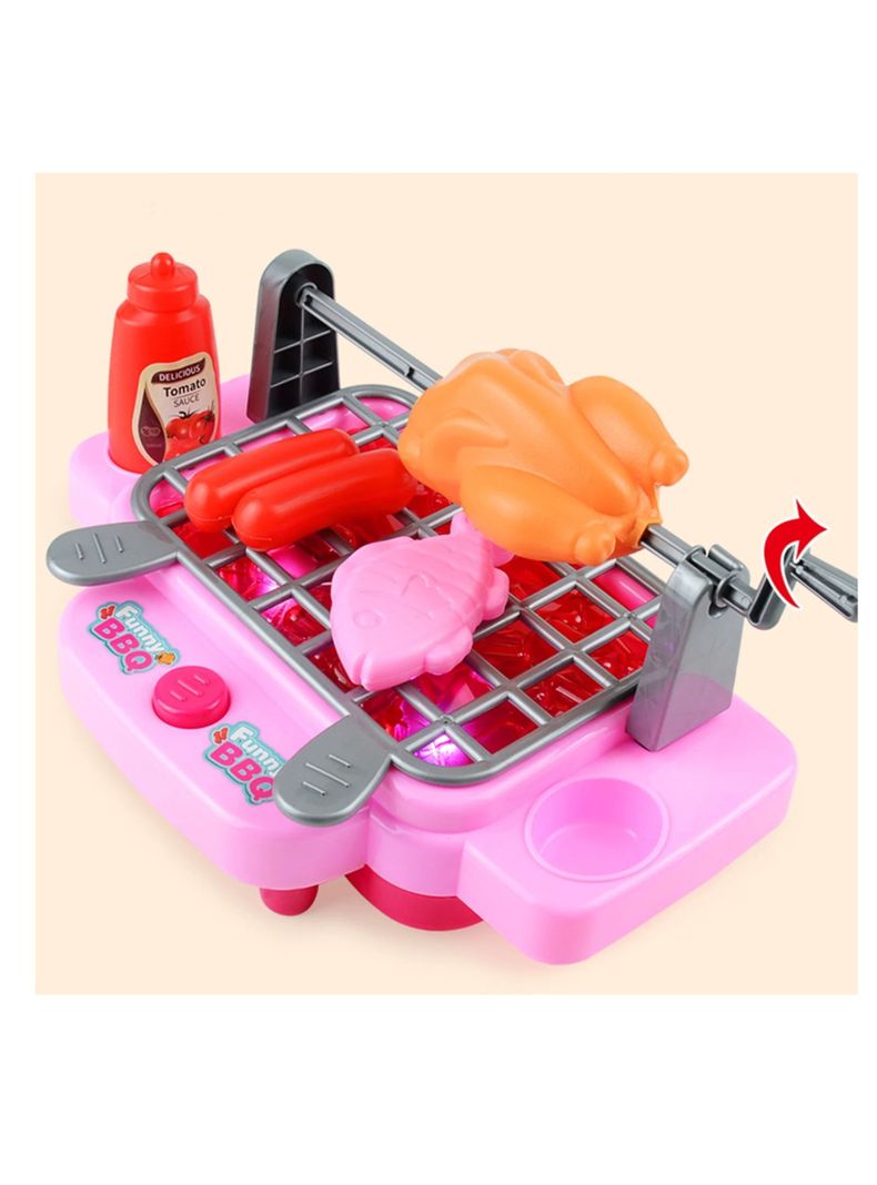 Set Asado Juguete Parrilla  Barbacoa Para Niños Sonido Luz-0