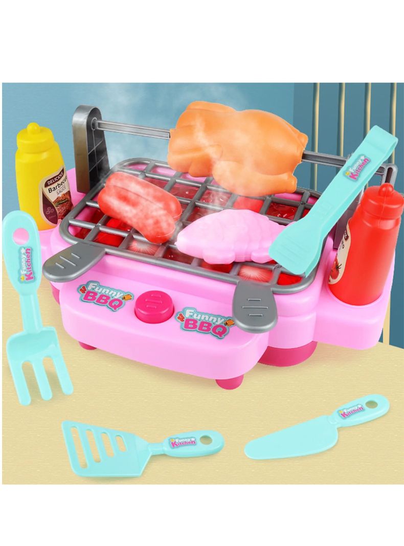Set Asado Juguete Parrilla  Barbacoa Para Niños Sonido Luz-1