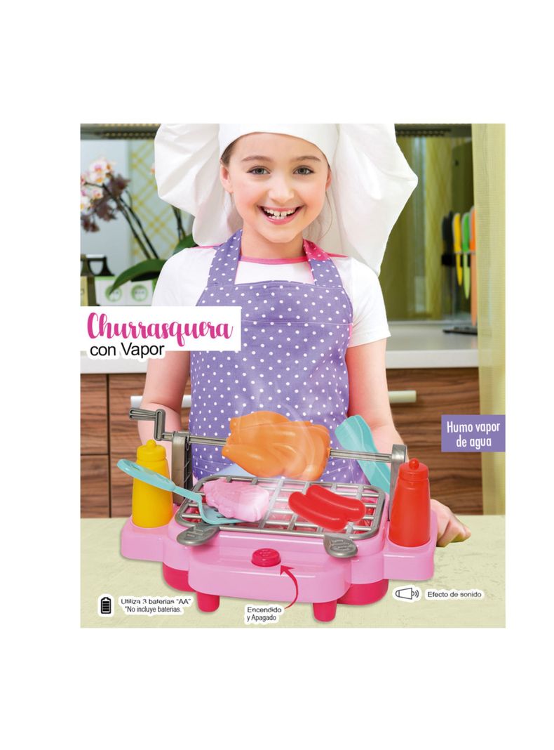 Set Asado Juguete Parrilla  Barbacoa Para Niños Sonido Luz-2