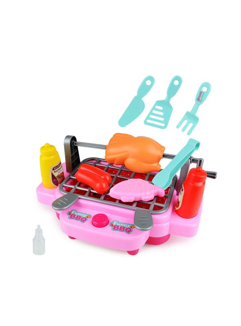 Set Asado Juguete Parrilla  Barbacoa Para Niños Sonido Luz-3