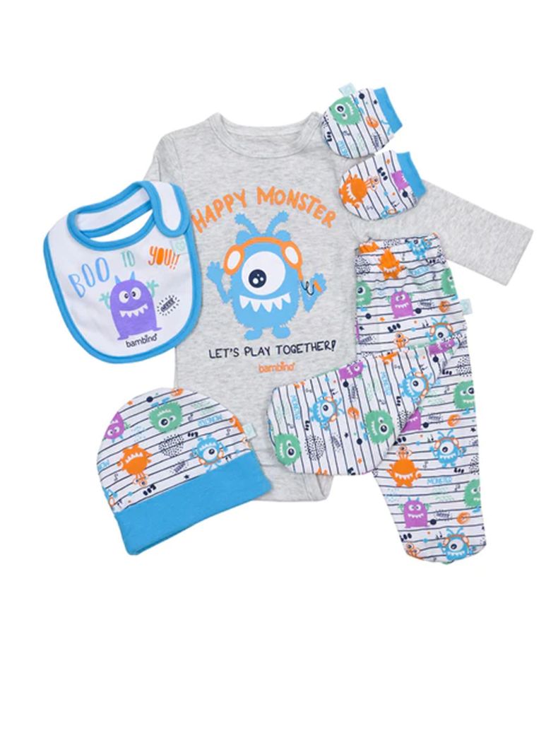 Ajuar Pack Bambino Body Panties Gorro Mitón Bebé 0-3 Meses-1
