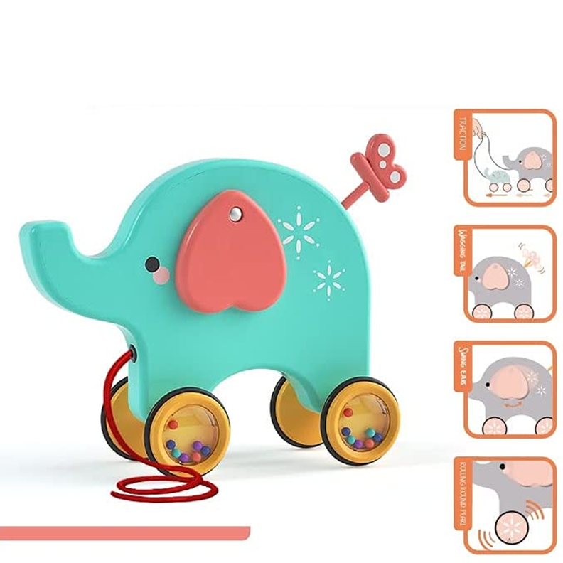 Elefante Juguete Didactico De Arrastre Set 2 En 1 Para Bebes Niños-1