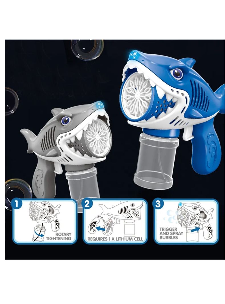Pistola Lanza Burbujas Tiburon Luces Y Sonidos + Liquido-3