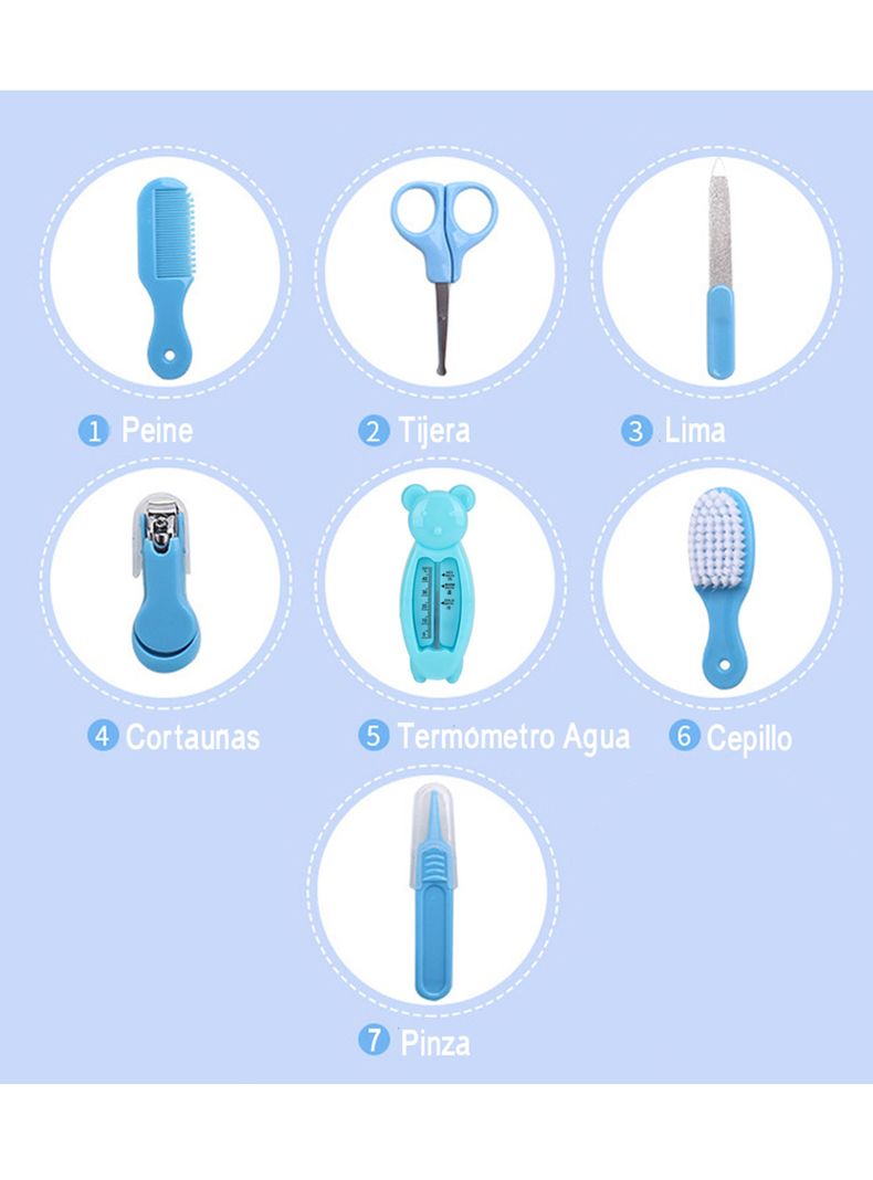 Set Manicure Cuidados Bebe 7 En 1 Cortauñas Peine Termometro-3