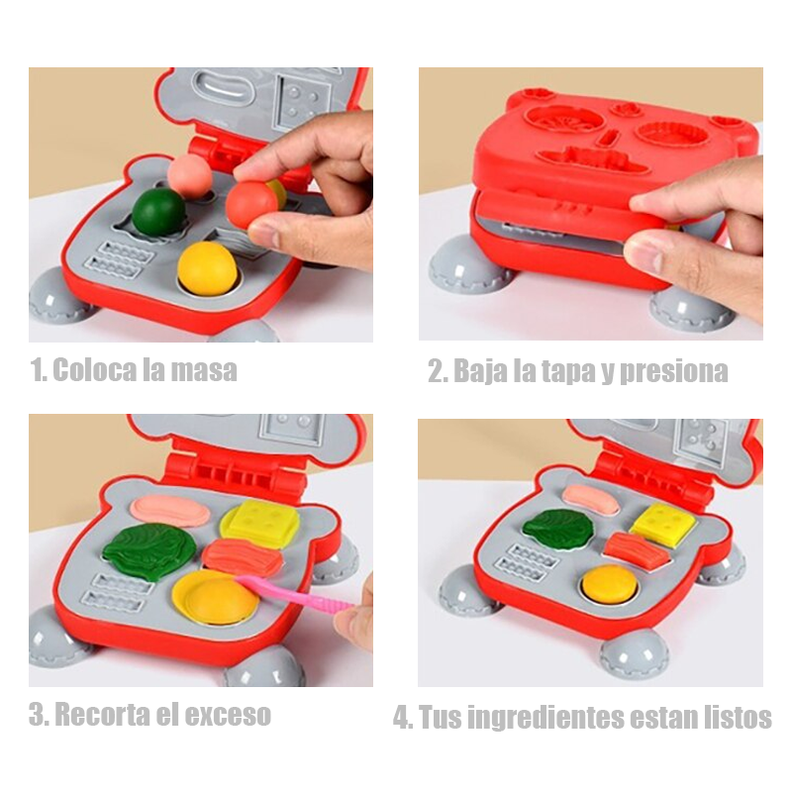 Set Masas Maquina Hamburguesa Plastilina Juguete Niños 12pzs-2