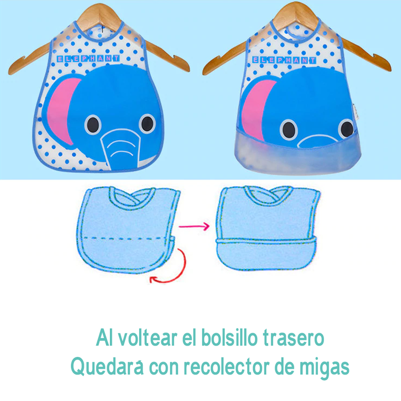 Babero Impermeable Ajustable Con Recolector Migas Bebe-1