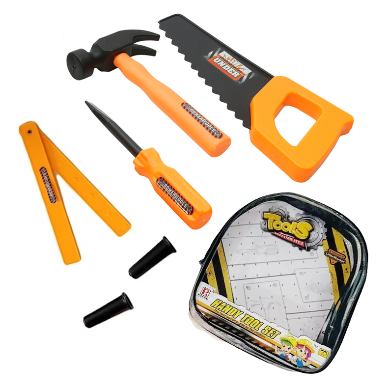 Juguete Mochila Herramientas Carpintero Para Niños 7pzas-1
