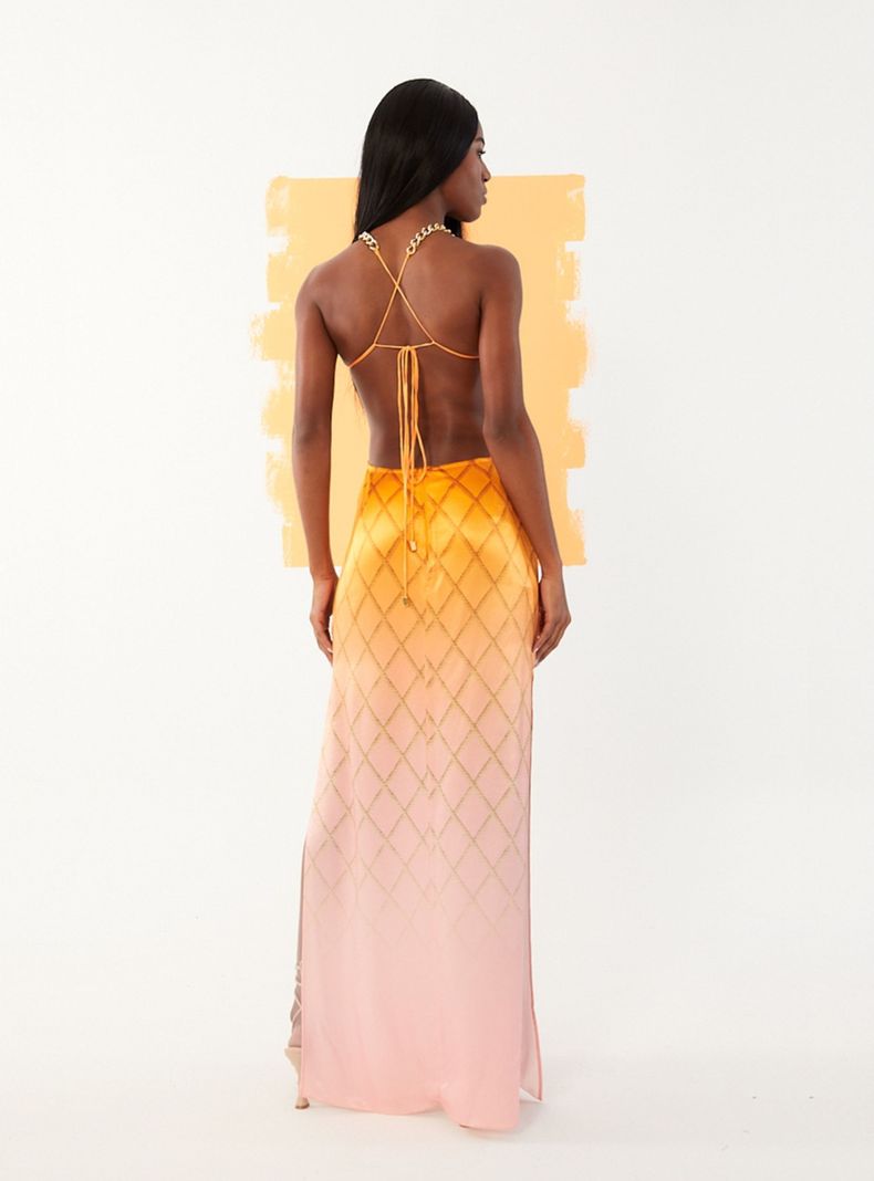 Vestido Grid Frente Única con Recortes-3