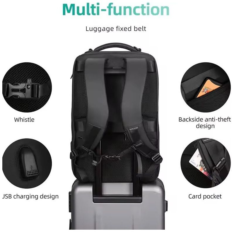 Mochila Impermeable Multifuncional Carga USB Ideal Viajes y Oficina-2