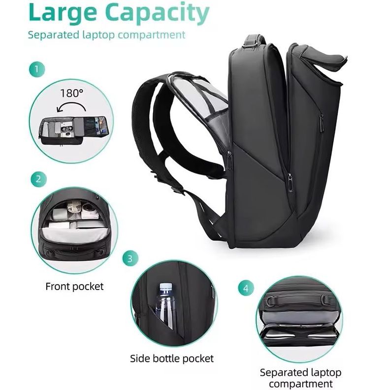 Mochila Impermeable Multifuncional Carga USB Ideal Viajes y Oficina-7