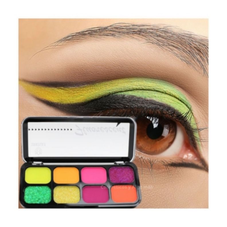 Paleta de sombras de cartera 8 Tonos matte neon y glitter-1