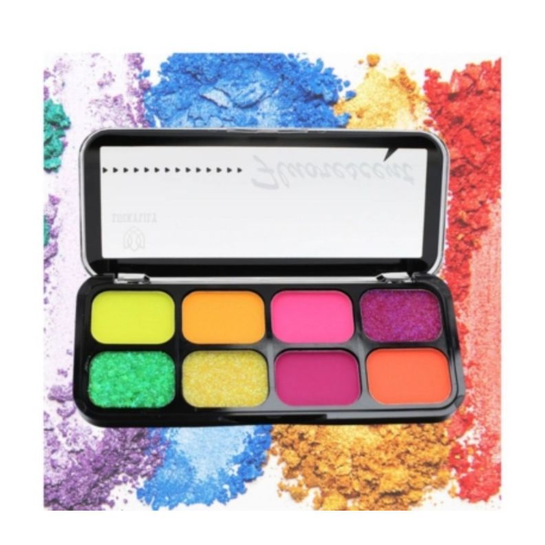 Paleta de sombras de cartera 8 Tonos matte neon y glitter-2