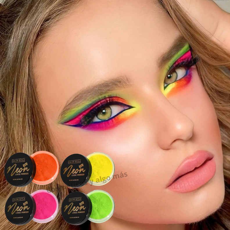 SET DE 4 POLVOS NEON PARA MAQUILLAJE Y DECORACION DE UÑAS-1