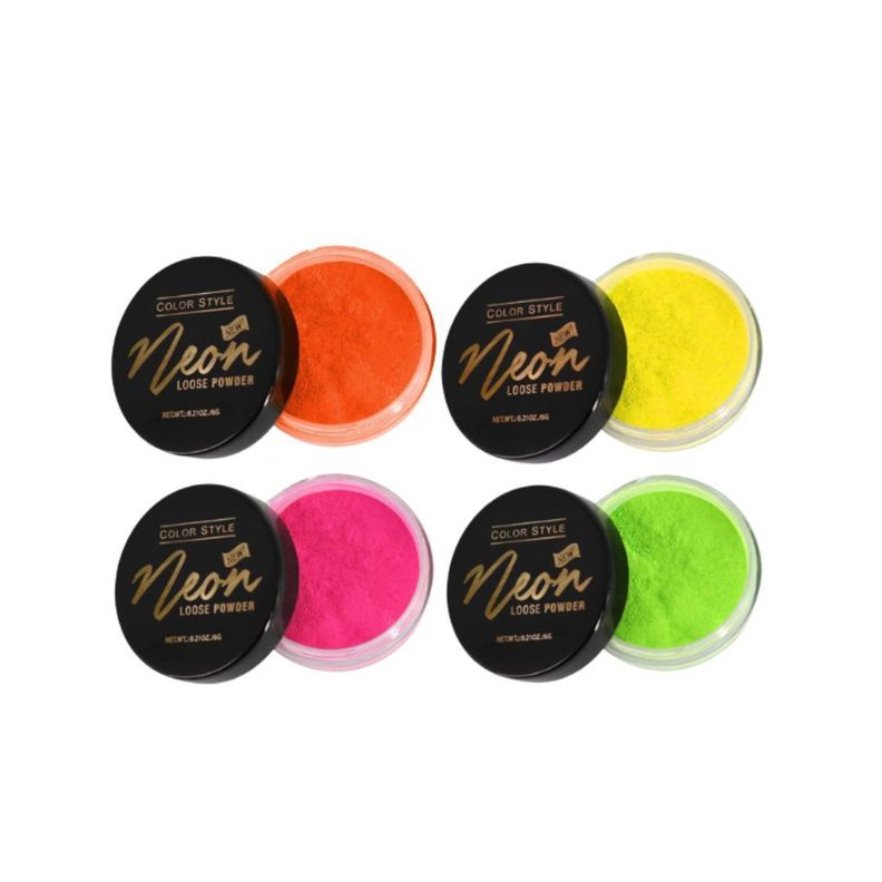 SET DE 4 POLVOS NEON PARA MAQUILLAJE Y DECORACION DE UÑAS-0