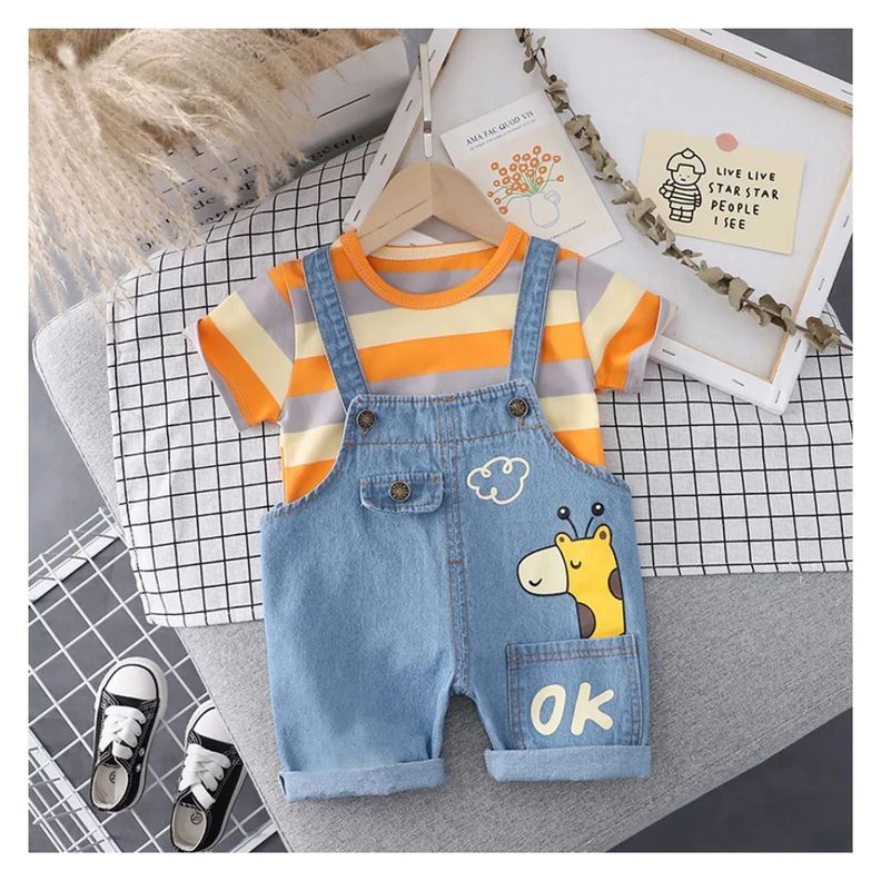 CONJUNTO JARDINERA Y POLERA UNISEX PARA BEBES DE 9 A 12 MESES-2